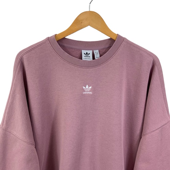 ADIDAS ORIGINALS Size XL Sweatshirt Cropped Loose Fit Magic Mauve Oversized C18 - Picture 3 of 10
